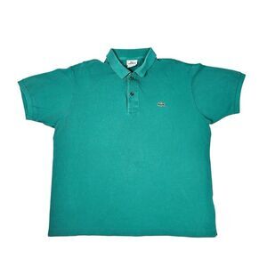 Lacoste Mens Shirt Size 6 XL Green Polo Embroidered Cropped Classic Retro Faded
